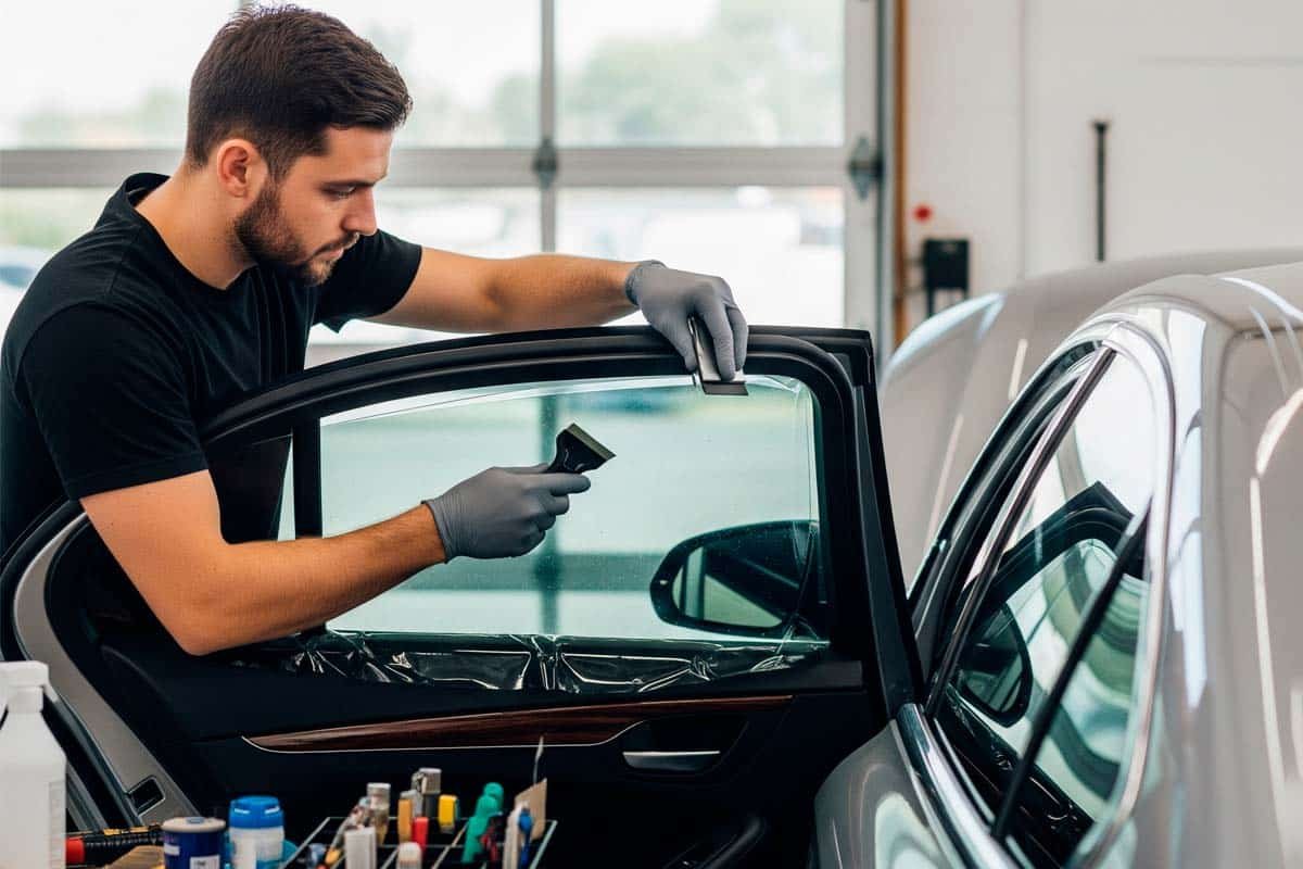 Aplicação de película automotiva